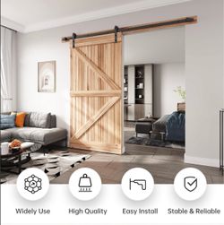 EaseLife 8 FT Sliding Barn Door Hardware Track Kit, Straight Pulley,Slide Smoothly Quietly, Easy Install (8FT Track Kit For 40i-48" Wide Single Door)D