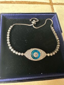 Sterling silver 925  evil eye adjustable bracelet