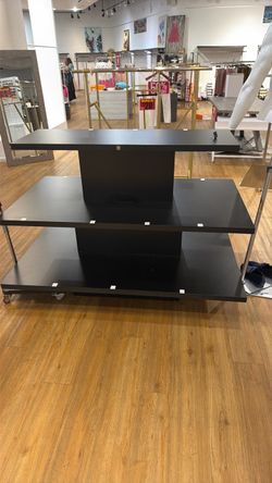 Black 3-Tier Display Table on Wheels