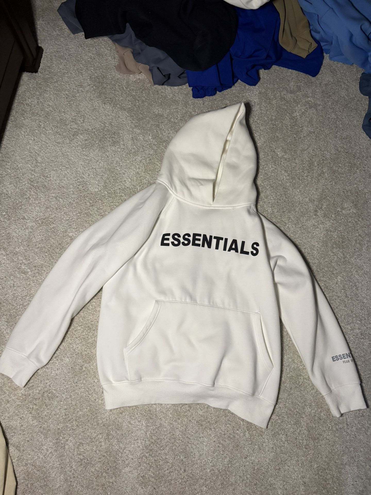 Fear of God Essentials Hoodie White - Size Medium