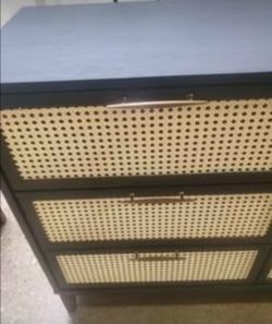 Black  6 Drawer Dresser with rattan (New In A Box)