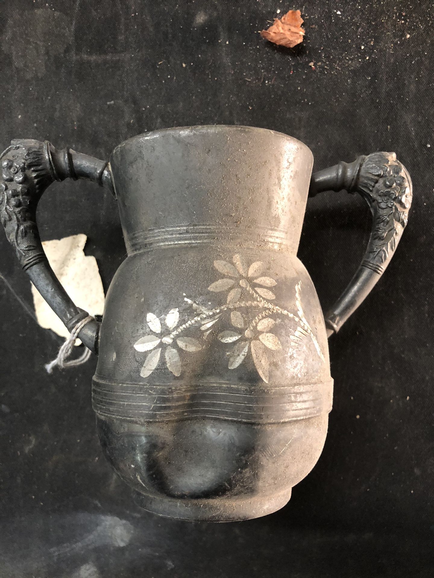 Tiny silver plate urn or mug