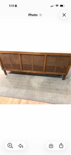 Mid-Century Cane and Wood headboard