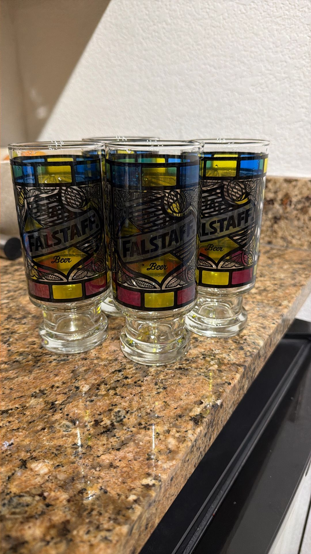 Set of 4 Vintage Falstaff Beer Glasses