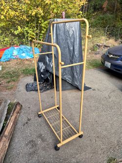 Rolling Clothes Rack with Bottom Shelf