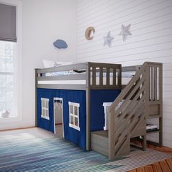 Max & Lily Twin-Size Low Loft Bed with Stair