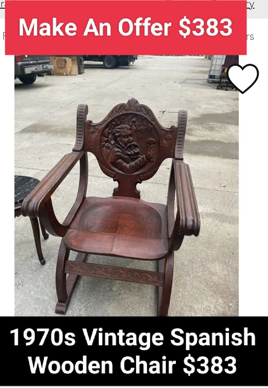 1970s Spanish Wooden Chair/Make An Offer /Reduce Prices 