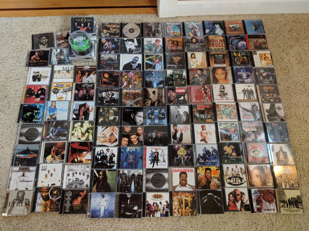 Bunch of CD's. Mostly 90s hip hop and R&B music but some random stuff mixed in