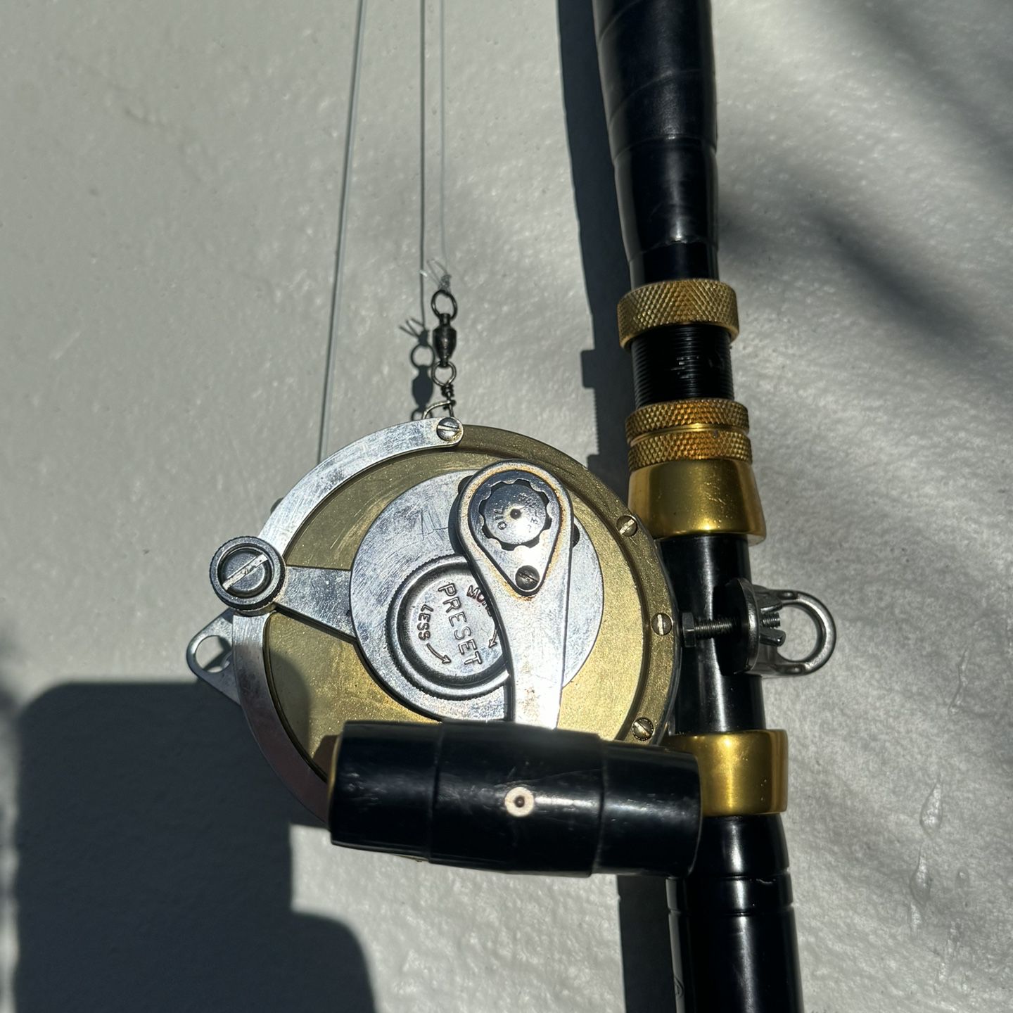 Two Penn International 50 Reels And 50lb And 80lb Class Rod And Reel Combos With line In Good Condition. 