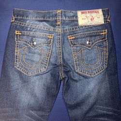 TRUE RELIGION *BILLY SUPER T*  DENIM JEANS SIZE 38 X 34 100% Cotton Dark Wash