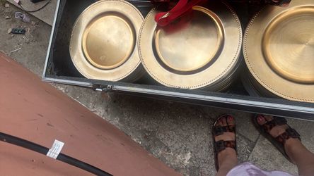 Gold Beaded Charger Plates Set