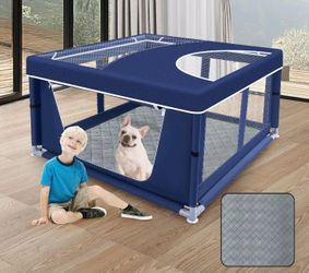 Xvishx 42x42 Inches Puppy Playpen with Cover&Dog Pads, Dog Playpen for Puppies or Small Dogs, Pet Playpen for Indoor & Outdoor, Sturdy Safety Dog Pen 