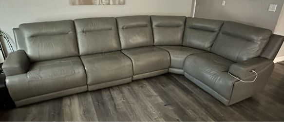 Grey leather sectional