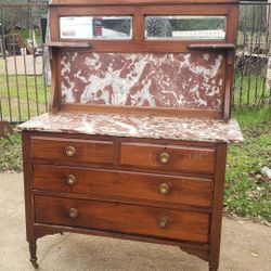 Antique Washstand With Mirror 