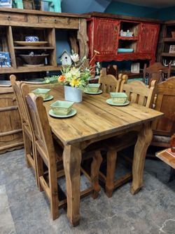 Reclaimed Rustic Island Table with 4 high Chairs