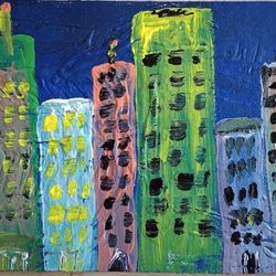 Acrylic on Canvas Board Abstract Painting *40.00* 10" x 8" Home Decor Artwork