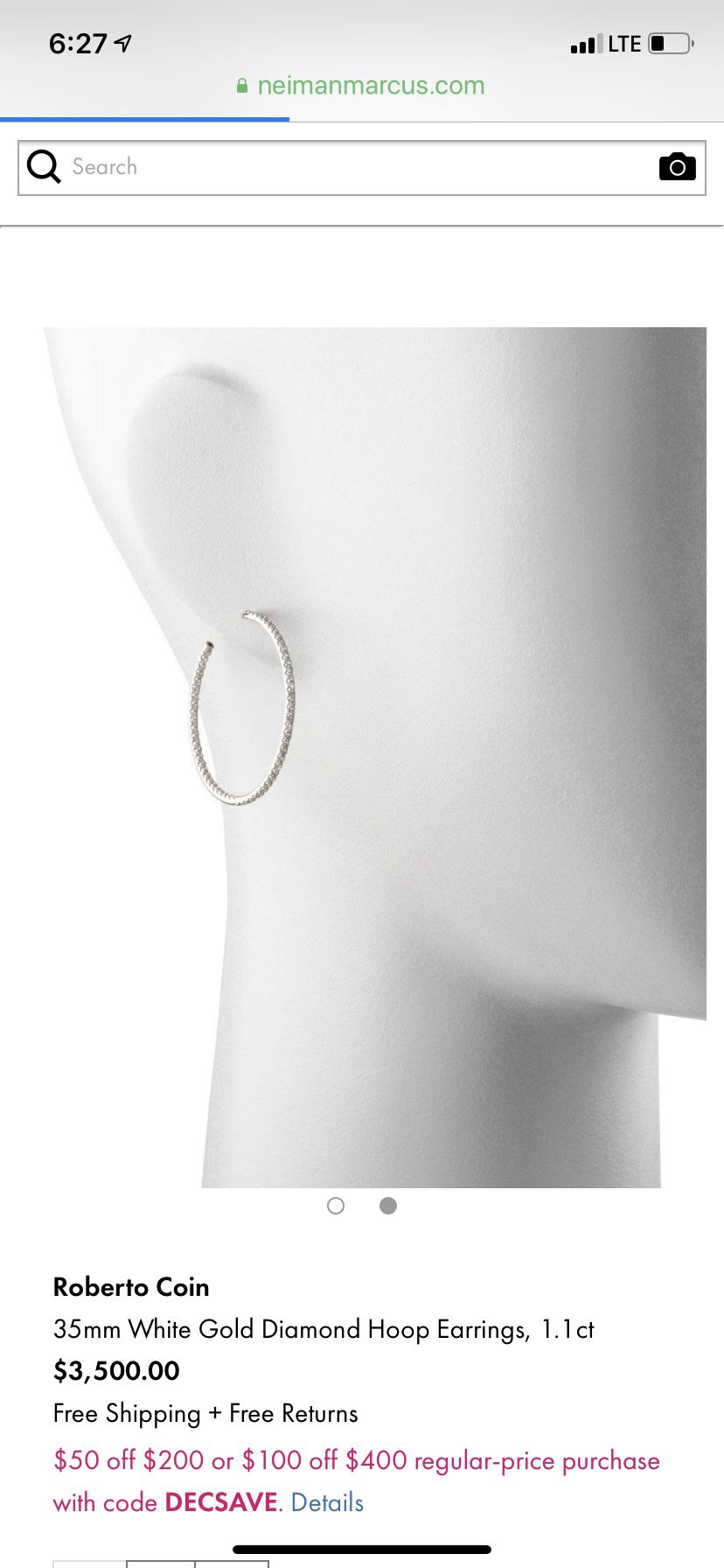 Roberto Coin diamond hoops earrings