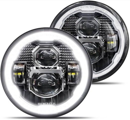 HWSTAR 2023 New 1000% Brighter Anti-glare 7 Inch Led Headlights Round Compatible with Jeep Wrangler JK JKU TJ LJ Chevy Ford GMC Dodge Mazda Nissan VW