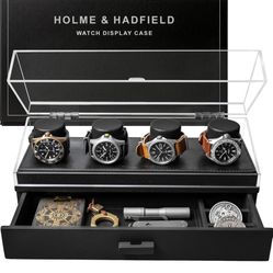 Holme & Hadfield Premium 4 Slot Watch Box for Men - Wooden Watch Display Case