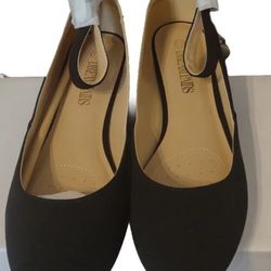 DREAM PAIRS Women's Revona Low Wedge Ankle Strap Flats Shoes black size 7.5