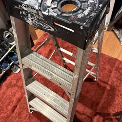 Werner Metal Step Ladder – 49” Tall, Worn but Fully Functional