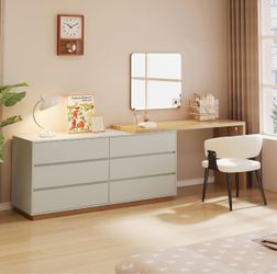 Modern Dresser with Attached Desk Extension