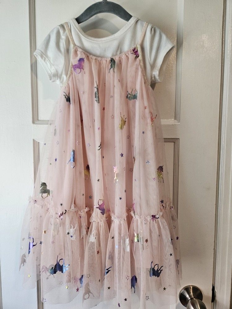 Girls' Pink Unicorn Dress