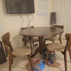 Real Wood Table With Four Matching Chairs