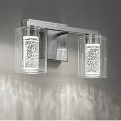 2-Light Brushed Nickel Vanity Light with 3 Color Modes (3000K/4000K/6000K), Eye Protection LED Bathroom Light Fixture,