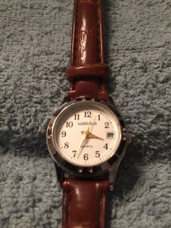 Watch I️t silver tone watch with brown leather band