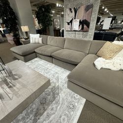 Sophie Cocoa Velvet 4pc U Shape Double Chaise Sectional