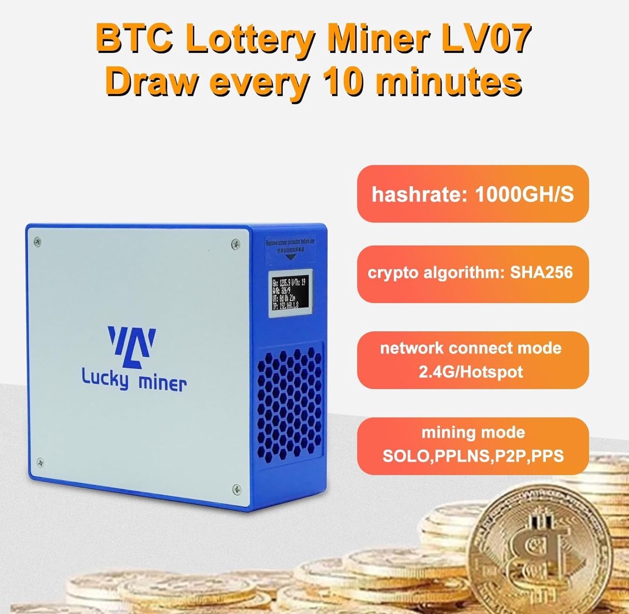 Bitcoins Miner LV07 BTC Mining Crypto Lotto Device Asic Chip WiFi SHA GH/S  BM1366 Micro