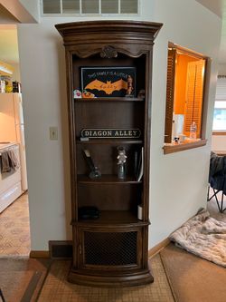 Traditional Solid Wood Corner Bookcase - Excellent Condition