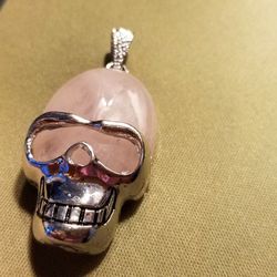 Pink or Purple Stone Skull Pendant