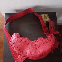 Sprayground Limited Edition Red Riviera SharkMouth Crossbody Waist Bag Purse New With Tags