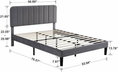 Gray Full Platform Bed Frame