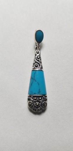 .925 Sterling Silver Turquoise Pendant