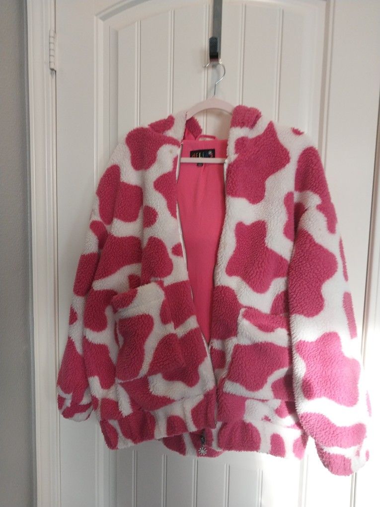 Pink Strawberry Cow Sherpa Sweater