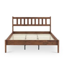 Mopio Ted Queen Bed Frame with Headboard, Full Size Bed Frame, Mid Century Modern Acacia Solid Wood Platform Bed Frame, Wooden Bed Slats, No Box Sprin