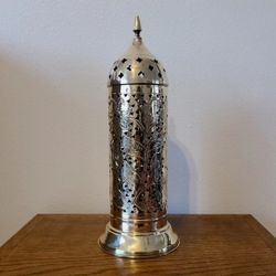 Vintage (almost antique) Dome Table Lamp in Brass, Indian Candleholder 1930 Asia