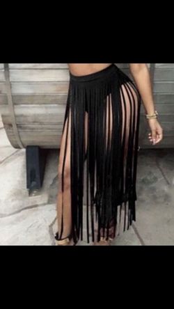 Black fringe two piece