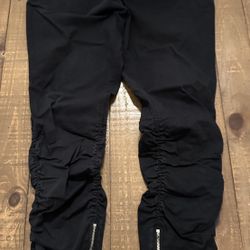 H&M Divided Men's 32 Black Jogger Pants Ankle Zip Ruched Drawstring Pockets