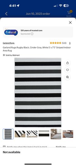 Stripped Rug Black,grey, And White 5x7