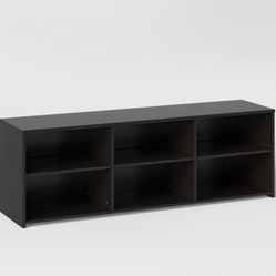 (1) Black 6 storage compartments TV stand for TVs up to 70”