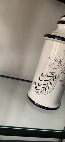 Black and white ceramic vase