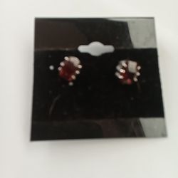 Silver Ruby Earrings 