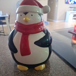 Penguin cookie jar