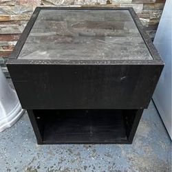 Black Glass Top Side Table / Nightstand – Modern Look