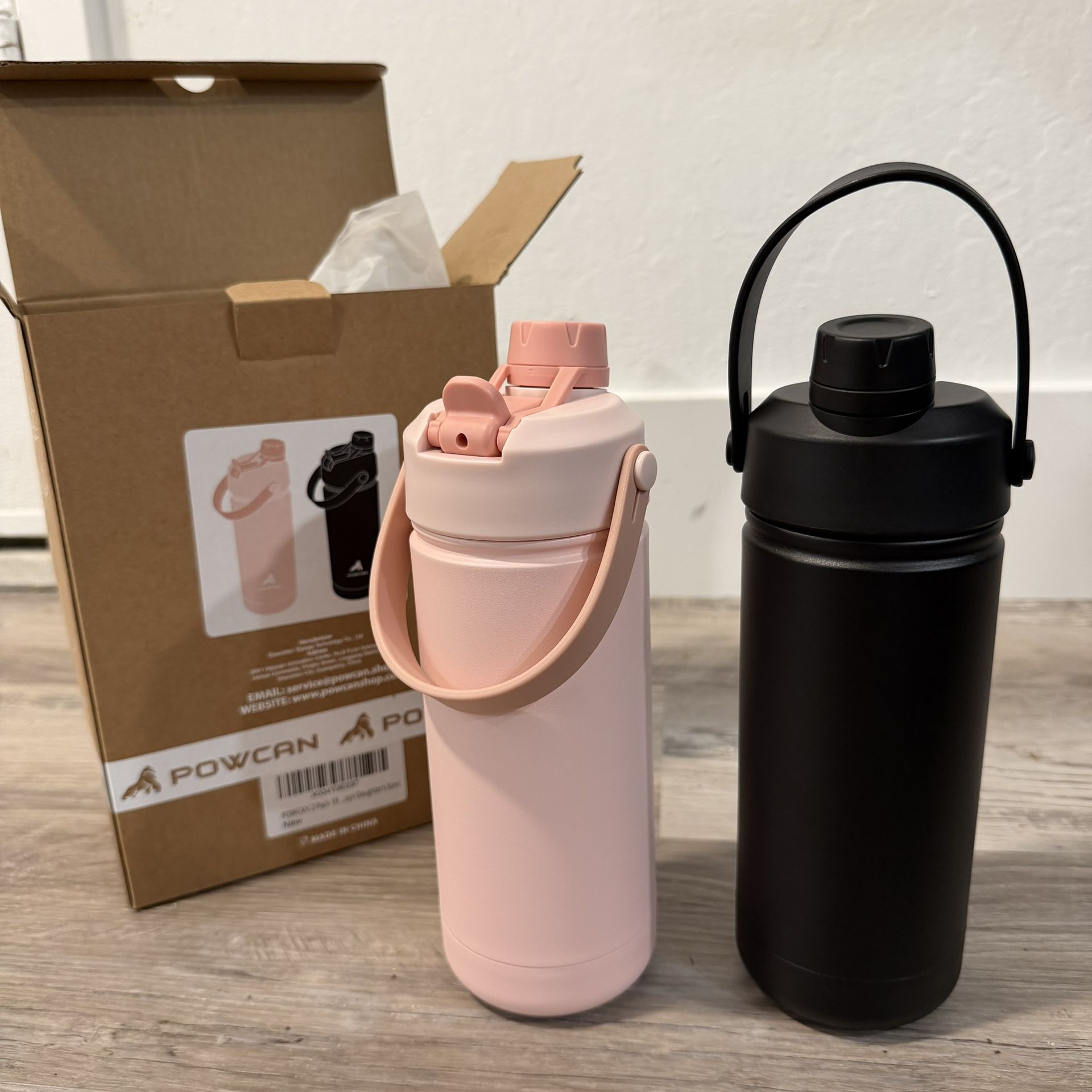 2 Pack 18 oz Kids Insulated Water Bottle for School: Leakproof, 2-in-1 Straw Spout Lid, BPA-Free, Keep Cold 24 Hrs, Stainless Steel Cup for Sports, Tr