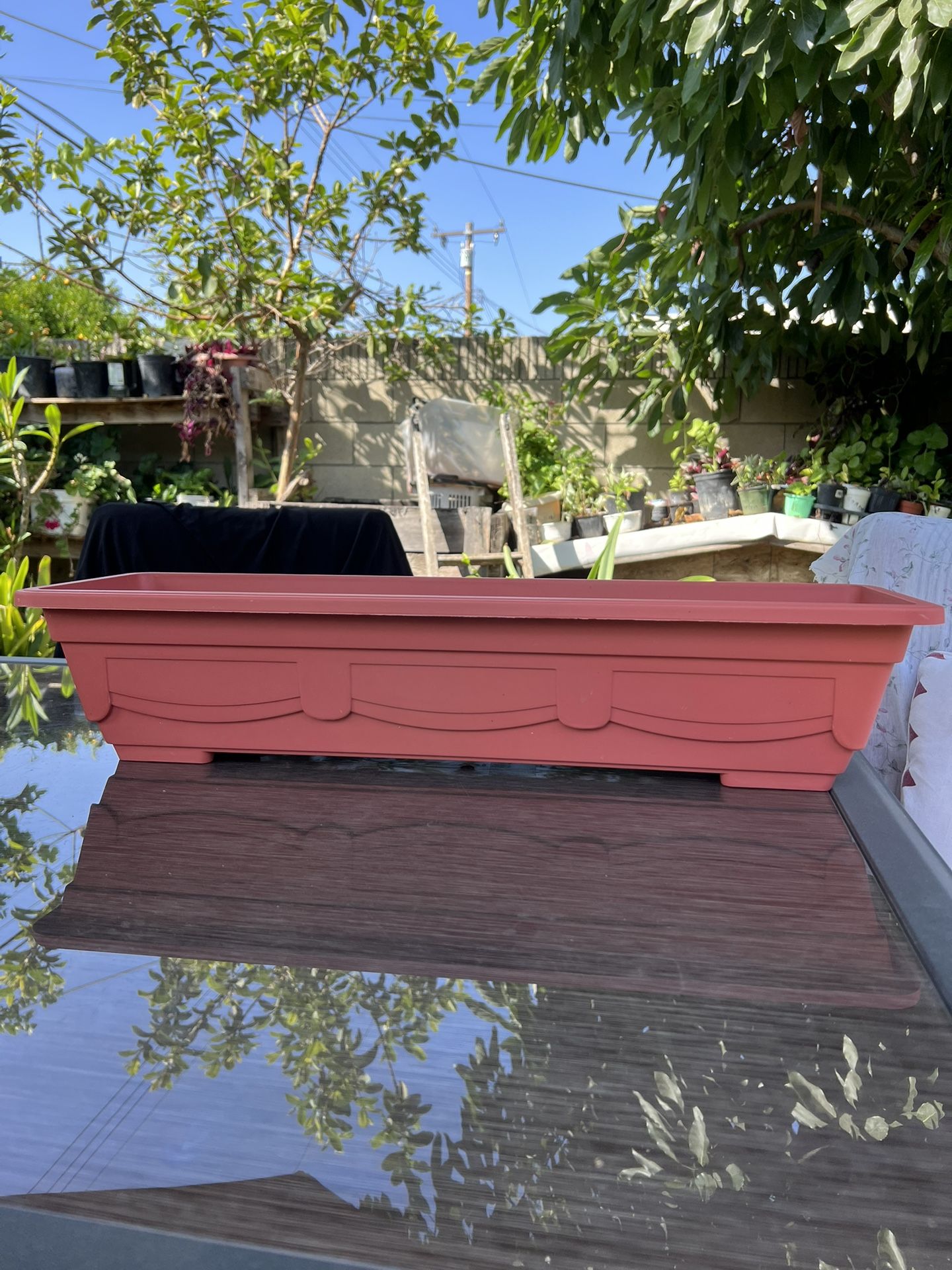 Brown Plastic Rectangle Plant Pot